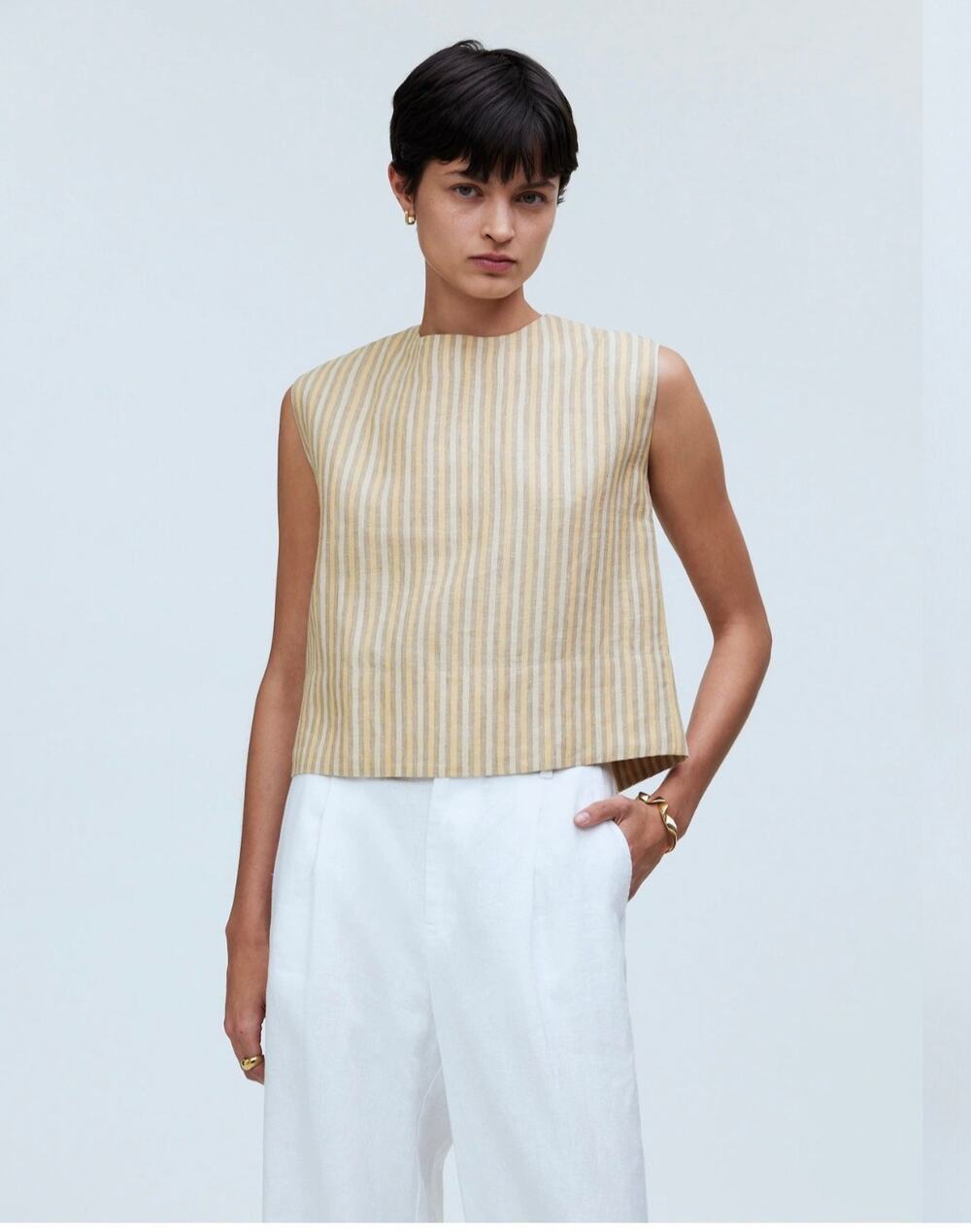 Madewell Bateau-Neck Tank in 100% Linen